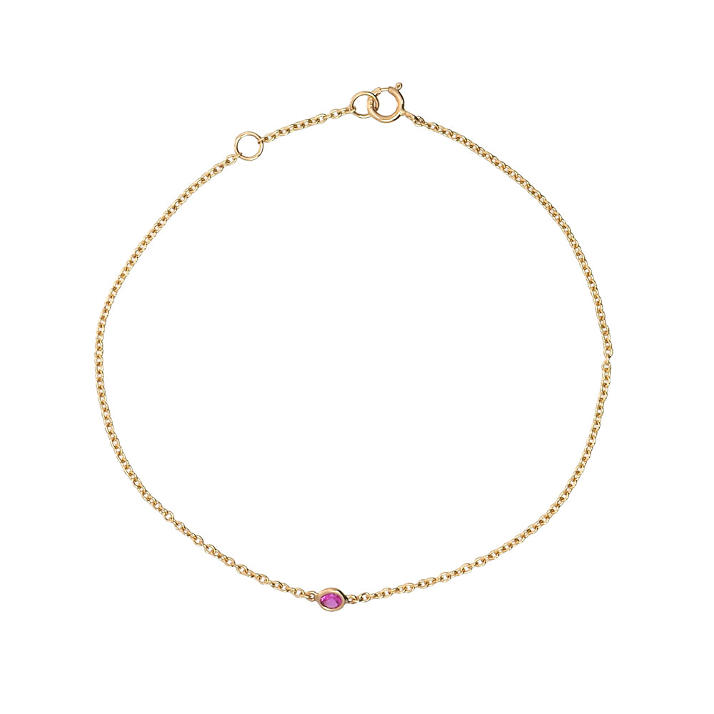 Pink Awareness 3 Stone Bracelet in 14k Gold