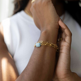 March Paperclip Chain Bracelet with Aquamarine Nugget