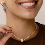 Large Floating Pearl on Rope Chain