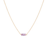 February Birthstone Three Gem Necklace with Faceted Amethyst