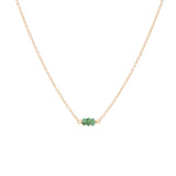 May Birthstone Three Gem Necklace with Faceted Emeralds