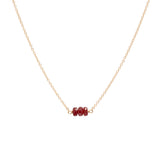 July Birthstone Three Gem Necklace with Faceted Rubies