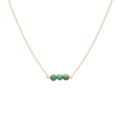 December Birthstone Three Gem Necklace with Turquoise