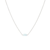 March Birthstone Three Gem Necklace with Faceted Aquamarine