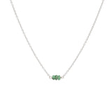 May Birthstone Three Gem Necklace with Faceted Emeralds