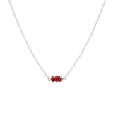 July Birthstone Three Gem Necklace with Faceted Rubies