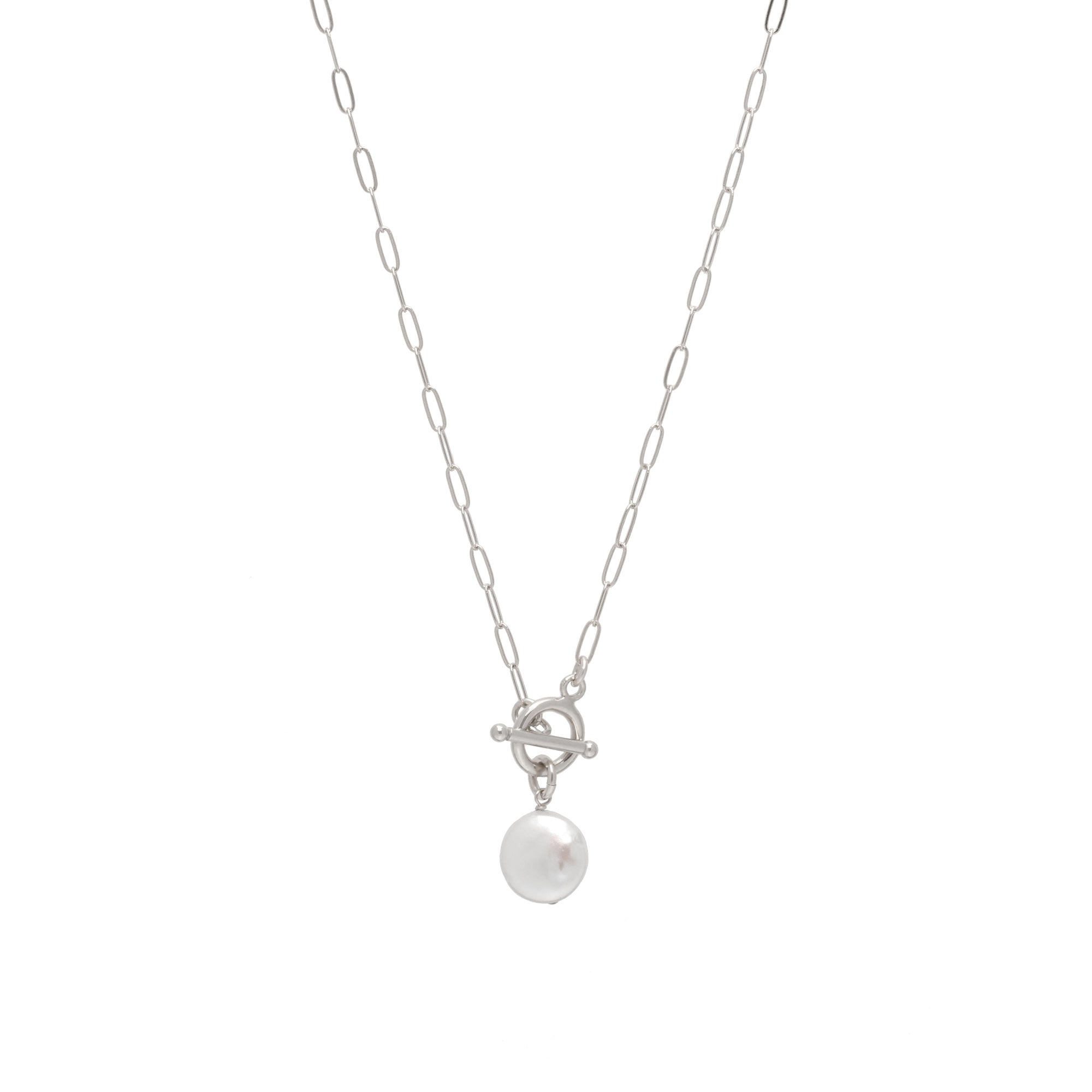 Elena Coin Pearl Toggle Necklace