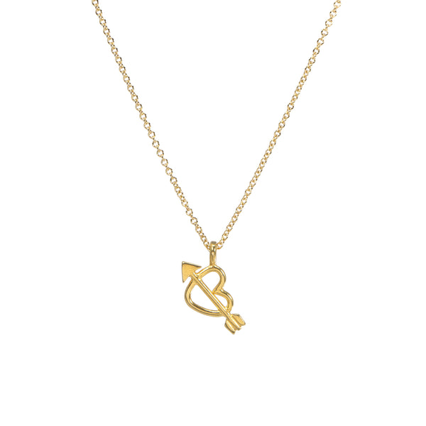 14k Yellow Gold Heart & Arrow Pendant, Arrow Heart- Genuine 14k retail Yellow Gold - Pendant Gift, Dainty, Love